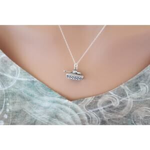 Sterling Silver Military Tank Pendant Necklace, Military Tank Necklace